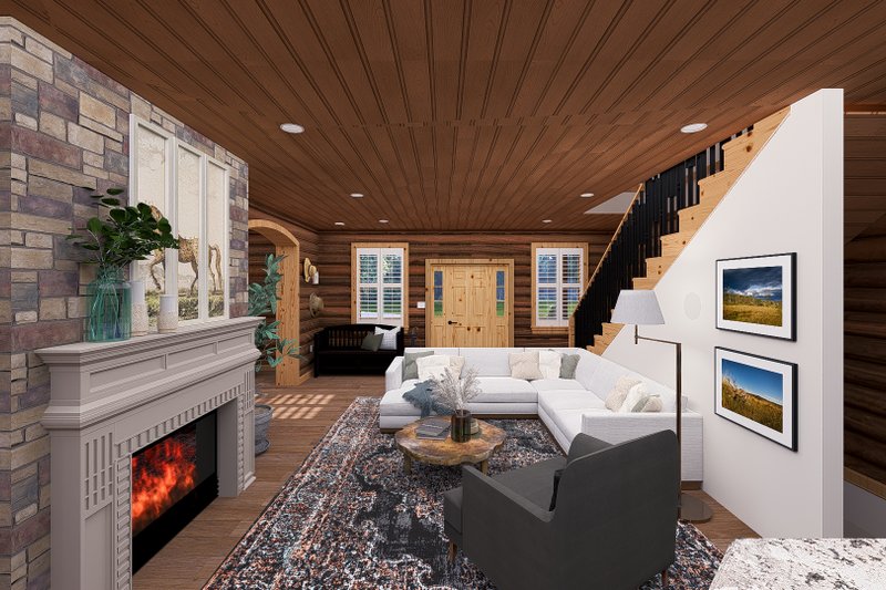 Home Plan - Interior - Family Room for Log House Plan #1060-306 - 4 bed, 4 bath