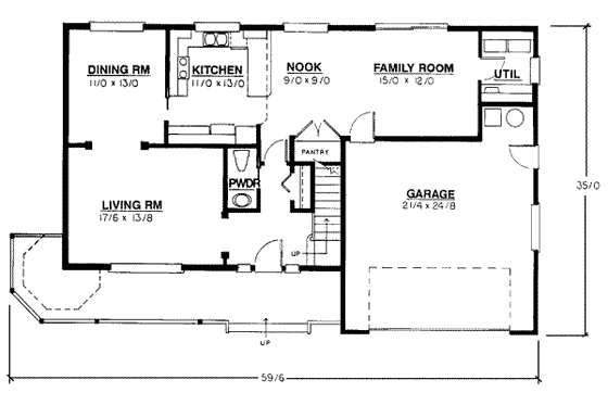 Floor Plan - Main Floor for Victorian House Plan #319-136 - 3 bed, 2.5 bath