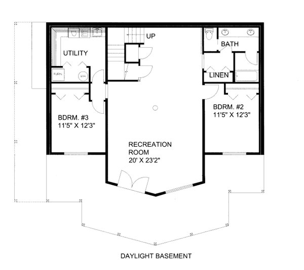 Floor Plan - Lower Floor for Craftsman House Plan #117-1102 - 3 bed, 2 bath