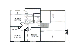 Floor Plan - Upper Floor for Traditional House Plan #67-635 - 3 bed, 2 bath