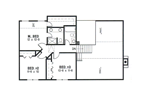 Floor Plan - Upper Floor for Traditional House Plan #67-635 - 3 bed, 2 bath