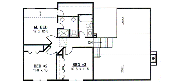 Traditional Floor Plan - Upper Floor Plan #67-635