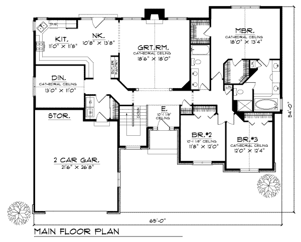 Dream House Plan - Traditional Floor Plan - Main Floor Plan #70-318