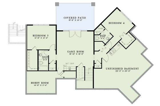 Floor Plan - Lower Floor for Craftsman House Plan #17-2486 - 4 bed, 4 bath