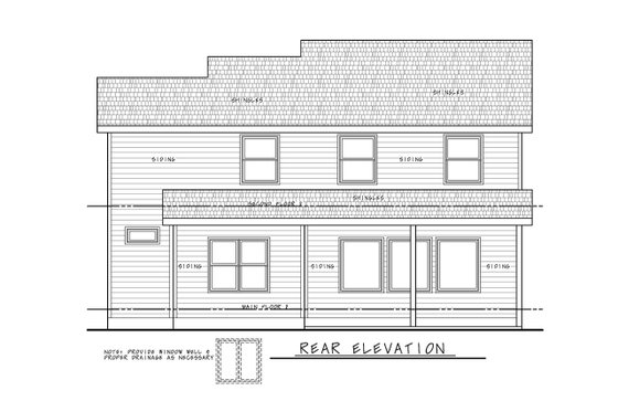 Exterior - Rear Elevation for Traditional House Plan #20-2397 - 3 bed, 2.5 bath