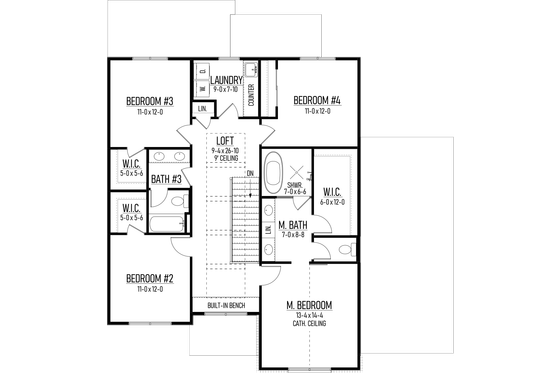Floor Plan - Upper Floor for Farmhouse House Plan #1093-7 - 4 bed, 2.5 bath