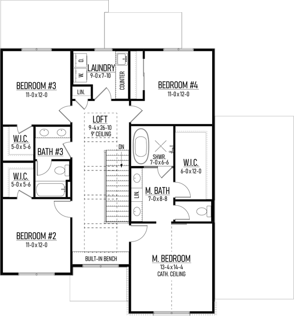 Farmhouse Floor Plan - Upper Floor Plan #1093-7