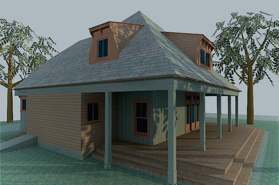 Exterior - Rear Elevation for Bungalow House Plan #925-2 - 3 bed, 3.5 bath