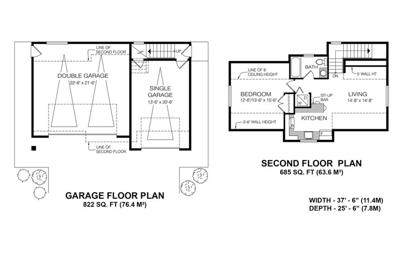 Dream House Plan - Floor Plan - Main Floor for Ranch House Plan #1100-136 - 1 bed, 1 bath