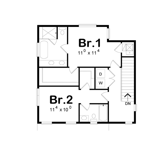 Contemporary Floor Plan - Upper Floor Plan #20-2590
