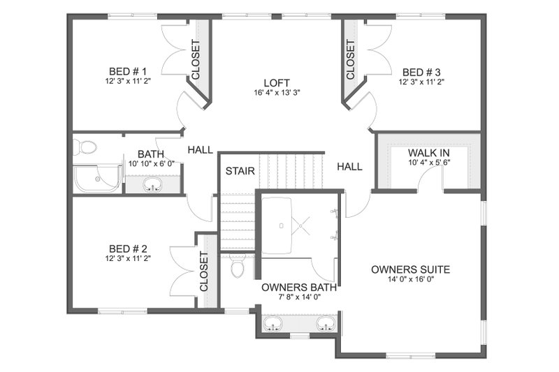 Home Plan - Floor Plan - Upper Floor for Farmhouse House Plan #1060-360 - 4 bed, 2.5 bath