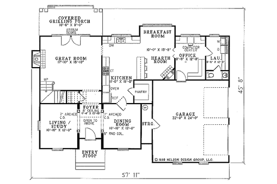 Floor Plan - Main Floor for European House Plan #17-276 - 3 bed, 2.5 bath