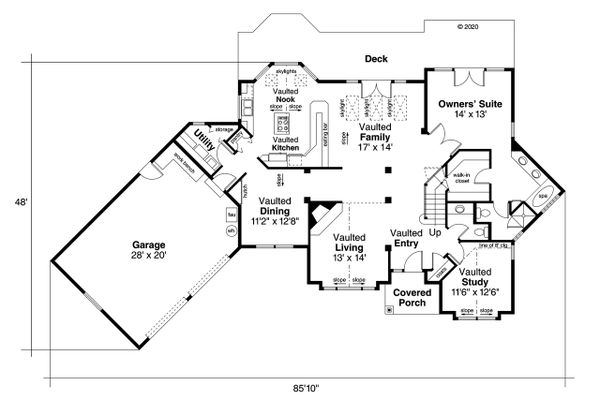 Home Plan - Ranch Floor Plan - Main Floor Plan #124-129