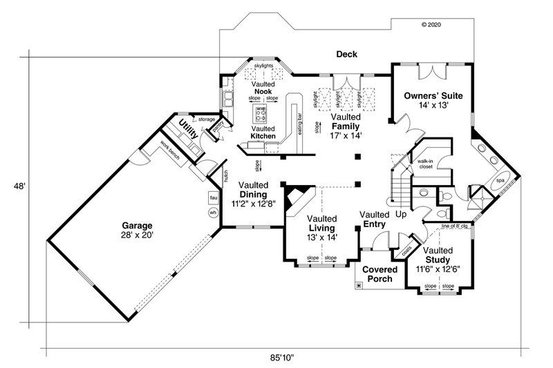 Home Plan - Floor Plan - Main Floor for Ranch House Plan #124-129 - 3 bed, 2.5 bath