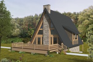 Cabin Exterior - Front Elevation Plan #117-981