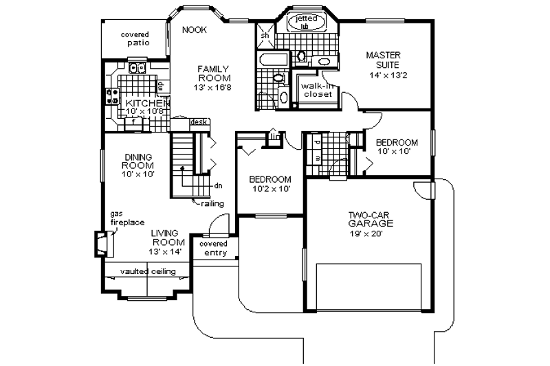 House Blueprint - Floor Plan - Main Floor for Ranch House Plan #18-195 - 3 bed, 2 bath