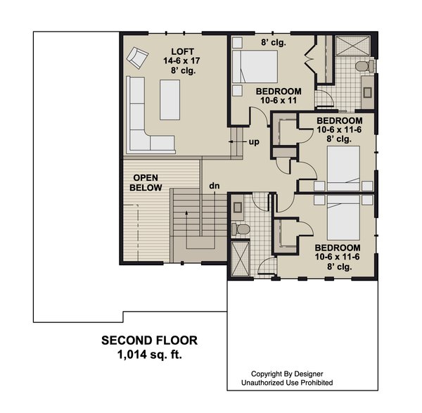 Craftsman Floor Plan - Upper Floor Plan #51-1427