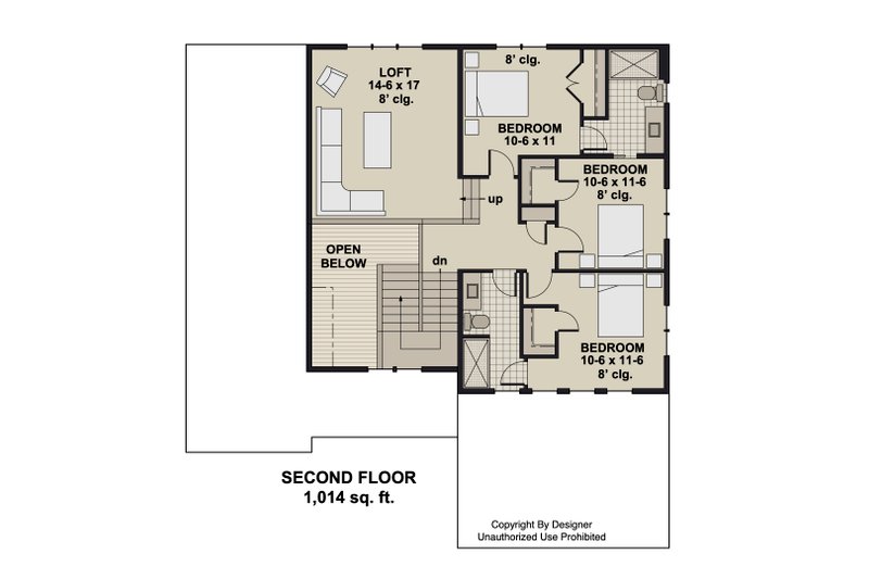 Dream House Plan - Floor Plan - Upper Floor for Craftsman House Plan #51-1427 - 4 bed, 3.5 bath