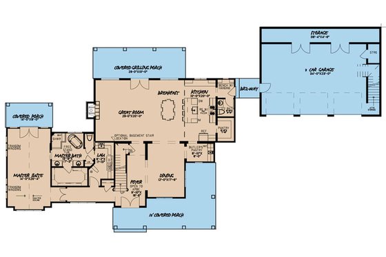 Floor Plan - Main Floor for Farmhouse House Plan #923-117 - 4 bed, 3.5 bath