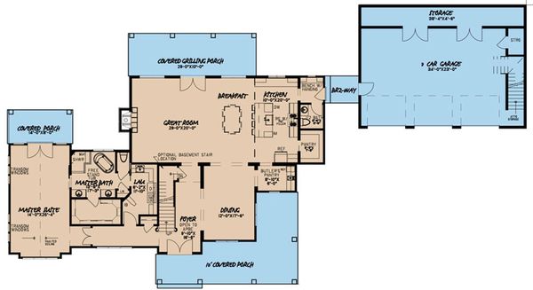 Architectural House Design - Farmhouse Floor Plan - Main Floor Plan #923-117