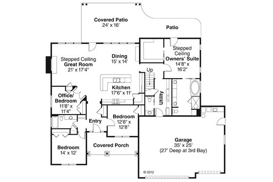 Floor Plan - Main Floor for Craftsman House Plan #124-886 - 4 bed, 2.5 bath