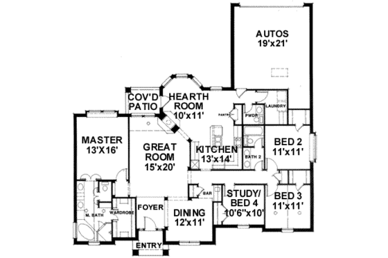 Floor Plan - Main Floor for European House Plan #141-108 - 4 bed, 2.5 bath