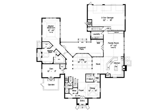 Floor Plan - Main Floor for European House Plan #417-416 - 5 bed, 4.5 bath