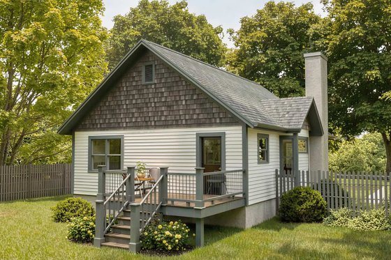 Exterior - Rear Elevation for Bungalow House Plan #79-135 - 3 bed, 2 bath