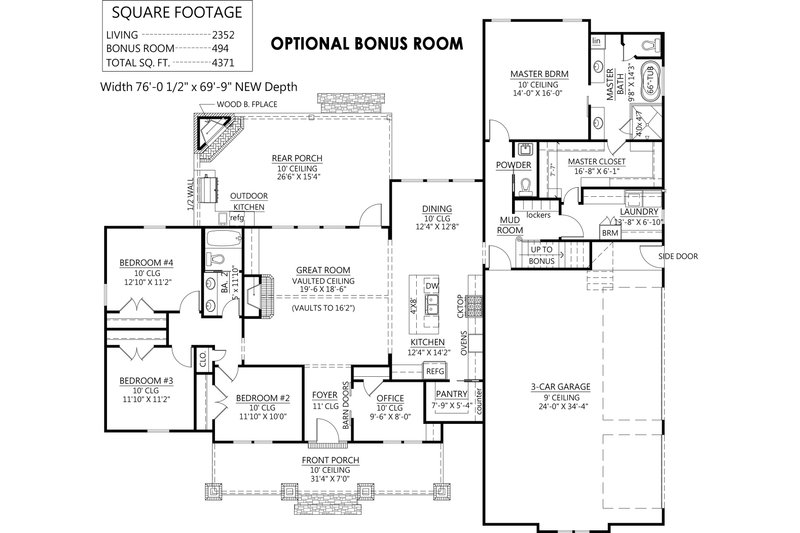 Farmhouse Style House Plan - 4 Beds 2.5 Baths 2300 Sq Ft Plan #1074-32 