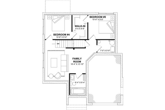 Floor Plan - Lower Floor for European House Plan #23-281 - 3 bed, 1.5 bath