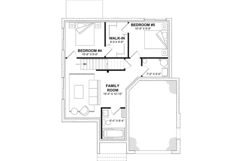 Home Plan - Floor Plan - Lower Floor for European House Plan #23-281 - 3 bed, 1.5 bath