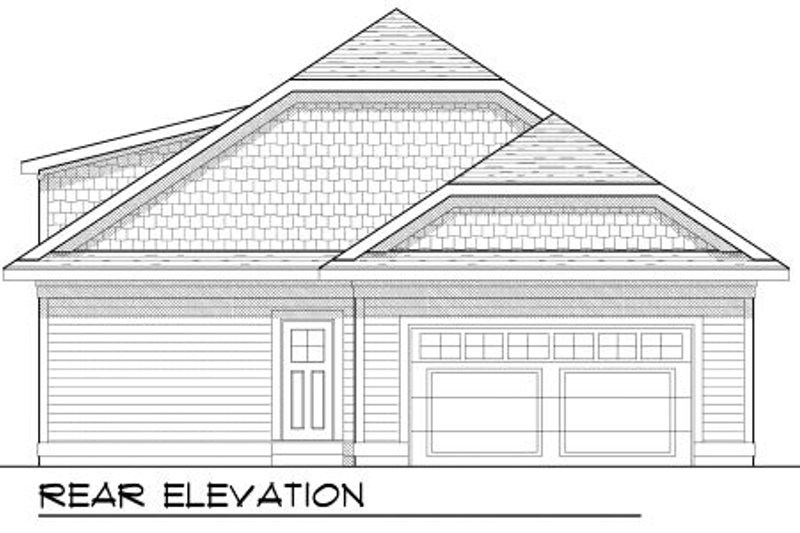 Home Plan - Exterior - Rear Elevation for Bungalow House Plan #70-967 - 2 bed, 2 bath