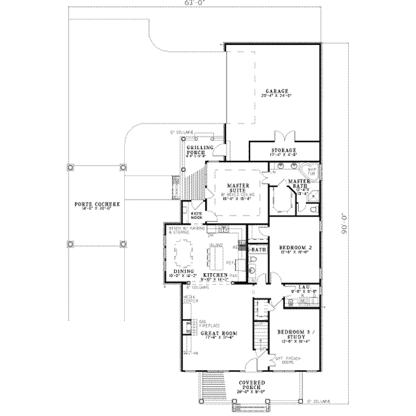 Home Plan - Southern Floor Plan - Main Floor Plan #17-2109