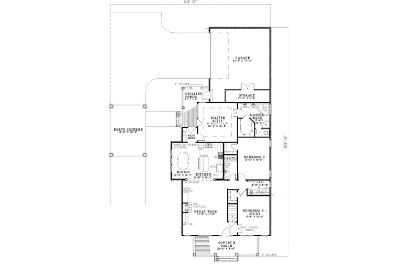 Home Plan - Floor Plan - Main Floor for Southern House Plan #17-2109 - 3 bed, 2 bath