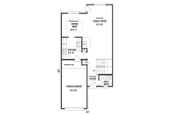 Floor Plan - Main Floor for Southern House Plan #81-153 - 2 bed, 2.5 bath
