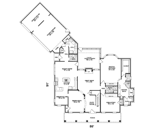 Southern Floor Plan - Main Floor Plan #81-356
