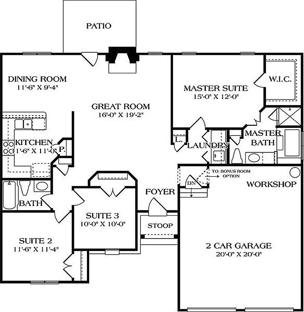 European Style House  Plan  3 Beds 2 Baths 1400  Sq  Ft  Plan  