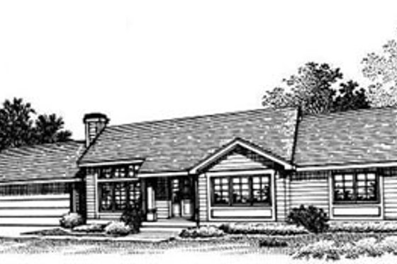 Exterior - Front Elevation for Ranch House Plan #50-196 - 3 bed, 2 bath