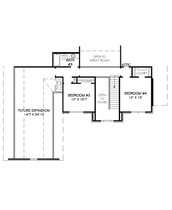 Traditional Floor Plan - Upper Floor Plan #424-370