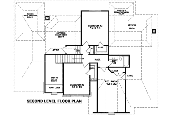Floor Plan - Upper Floor for European House Plan #81-1044 - 3 bed, 2.5 bath