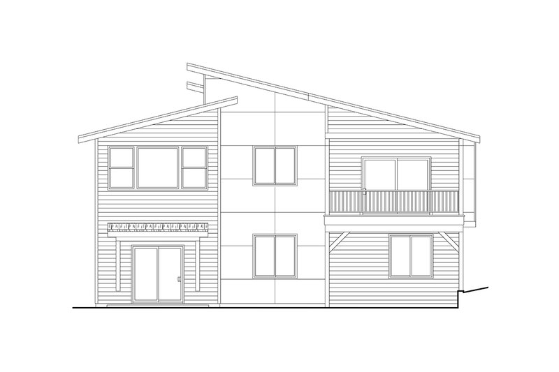 House Design - Exterior - Rear Elevation 1 for Modern House Plan #124-1412 - 3 bed, 2.5 bath