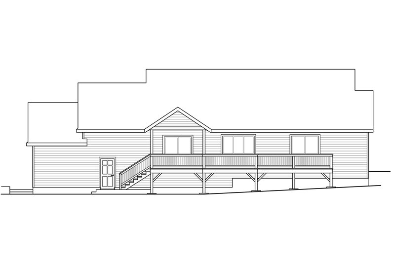 Architectural House Design - Exterior - Rear Elevation for Country House Plan #124-1059 - 3 bed, 2 bath