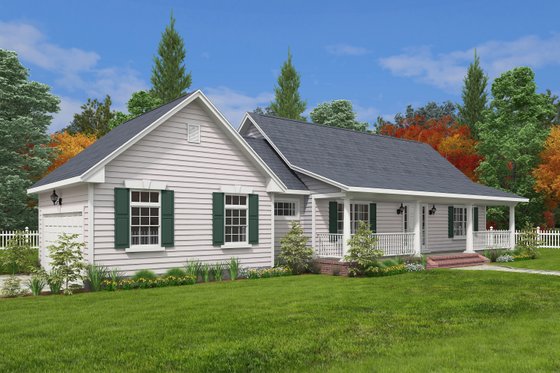 Exterior - Front Elevation 3 for Ranch House Plan #1082-5 - 2 bed, 2 bath