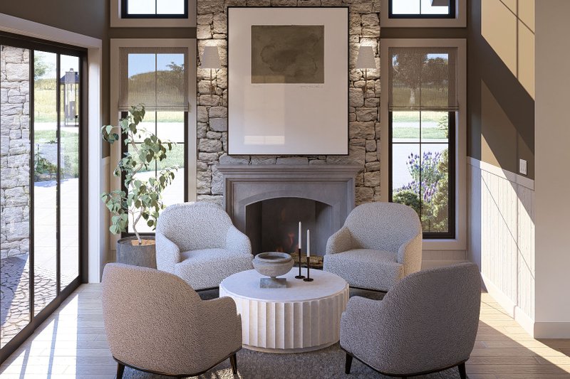House Design - Interior - Family Room 1 for Prairie House Plan #455-370 - 3 bed, 2.5 bath