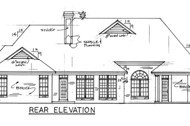 Home Plan - Exterior - Rear Elevation for Traditional House Plan #34-137 - 3 bed, 2 bath