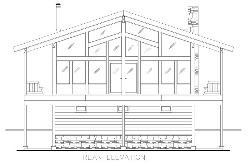House Design - Exterior - Rear Elevation for Cabin House Plan #117-1047 - 2 bed, 3 bath