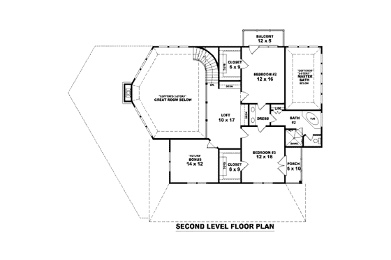 Floor Plan - Upper Floor for Traditional House Plan #81-13758 - 3 bed, 2.5 bath