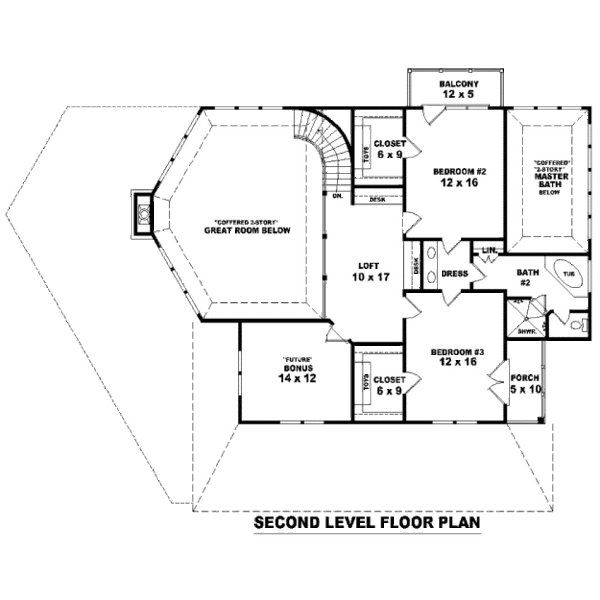 Traditional Floor Plan - Upper Floor Plan #81-13758