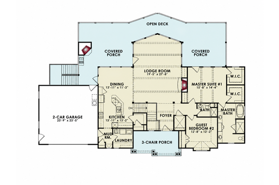 Floor Plan - Main Floor for Traditional House Plan #54-710 - 4 bed, 4 bath