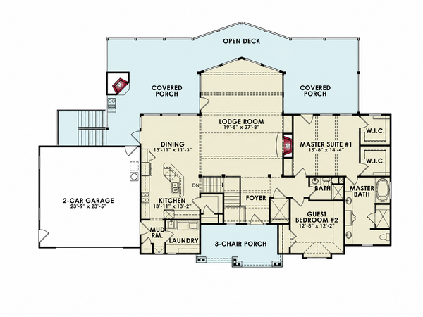 Floor Plan - Main Floor for Traditional House Plan #54-710 - 4 bed, 4 bath